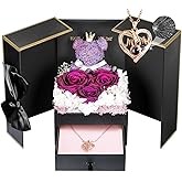 ADDWel Unique Gifts for Mom, Preserved Real Purple Rose with 100 Languages I Love You Necklace, Cool Valentine's Day Birthday Anniversary Present for Mother Mama Stepmom from Daughter and Son