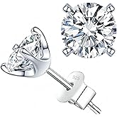 PLOEEI Moissanite Stud Earrings for Women, 0.5-2ct Lab Created Diamond Stud Earring,18K Gold/White Gold Plated S925 Sterling Silver Earrings, D Color VVS1 Round Brilliant Earrings Jewelry Gift