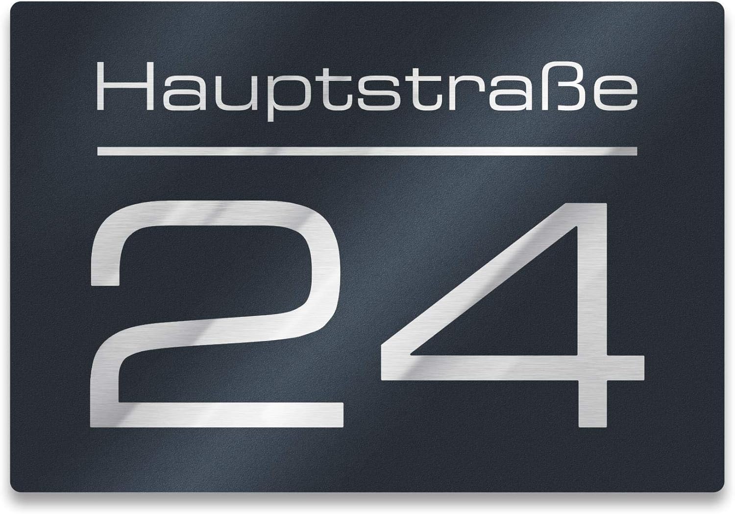 Metzler Hausnummer - Hausnummernschild mit Gravur - Straßenname, Name und Wunsch-Nummer - Farbe wählbar in Anthrazit-Grau RAL 7016, Schwarz, Weiß, Blau - UV-beständig - Größe wählbar