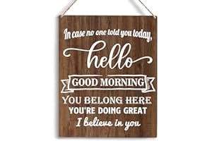 YCYD Classroom Motivational Wall Art In Case No One Told You Today, Hello, Good Morning, You Belong Here, You're Doing Great, We Believe In You Wooden Hanging Sign Teacher Decor 10x8 Inches