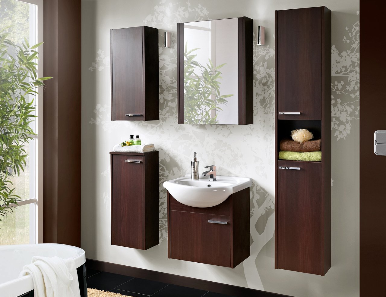 Badmöbel Set " NEW YORK " BADEZIMMER MÖBEL BADSET MIT WASCHBECKEN