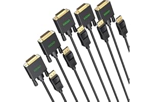 UVOOI DisplayPort DP to DVI Cable 6.6 Feet 5-Pack, Display Port to DVI-D Cable Adapter Male to Male Compatible with PC, Laptop, HDTV, Projector, Monitor