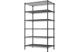 Bepatio 6 Tier Adjustable & Detachable Wire Storage Shelving Unit, Heavy Duty Shelves Metal Organizer Rack Sturdy Shelf for K