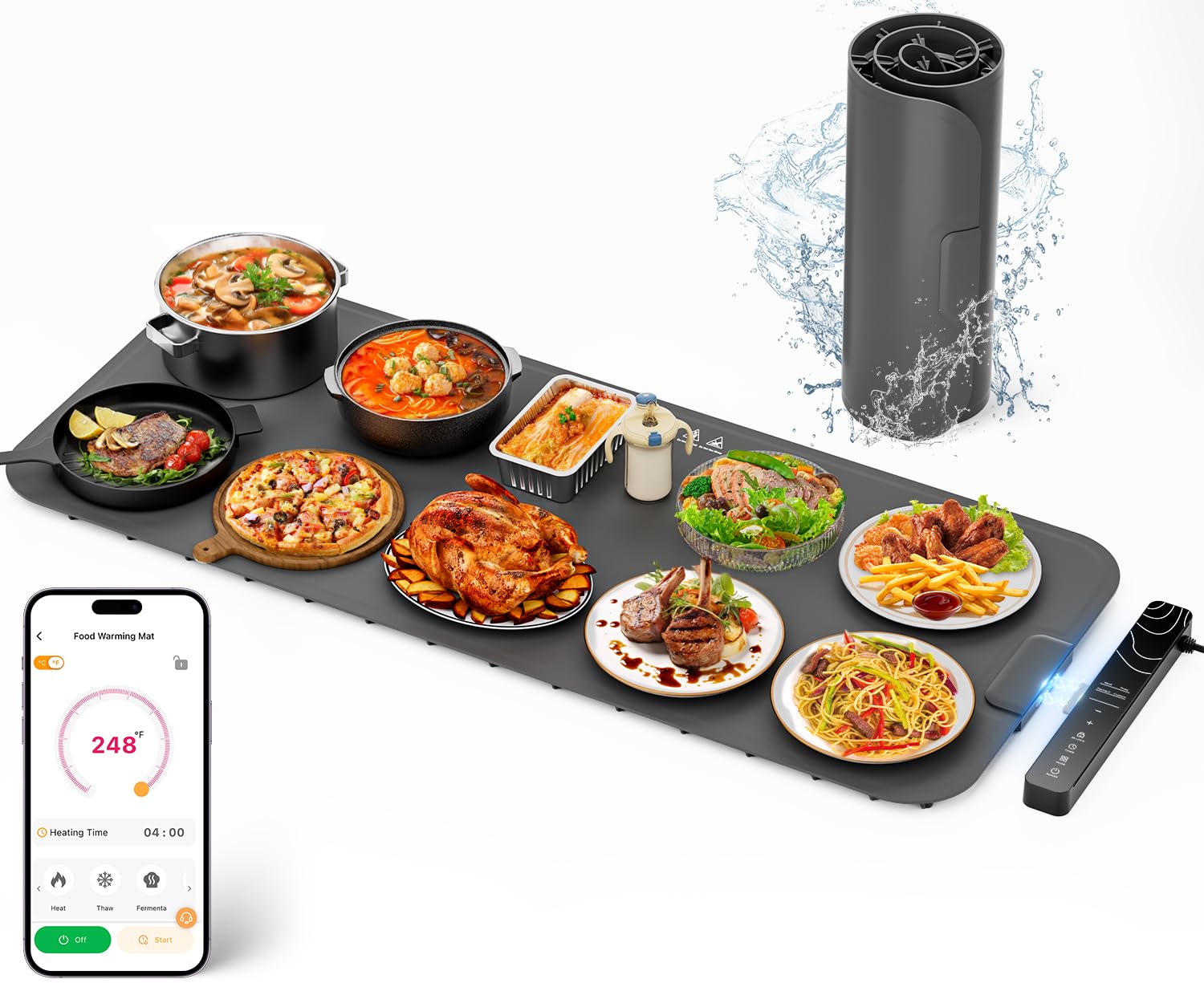 Photo 1 of ?????? Warming Mat for Food XXL 37”x15” Food Warming Mat 10s Fast Heating Pad with APP Control Electric Warming Tray for Parties Buffet 99h Timer Portable Countertop Food Warmer Christmas Gift