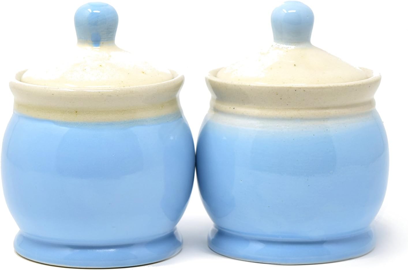 The Himalayan Goods Company Ceramic Tea Coffee and Sugar , Spice , Pickle and Salt Pepper Container , 300 ml (Turquoise and Ivory) - Pack of 2