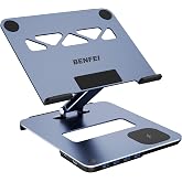 BENFEI Laptop Stand with USB C 6in1 Docking Station, 15W Magnetic Wireless Charger, USB 3.0 KVM Switch, HDMI 4K@60Hz, 4*USB3.0, 100 PD Compatible with MacBook Pro/Air, iPad Pro, XPS, Thinkpad