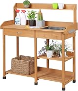 Yaheetech Garden Potting Table Wood Potting Bench with Removable Sink