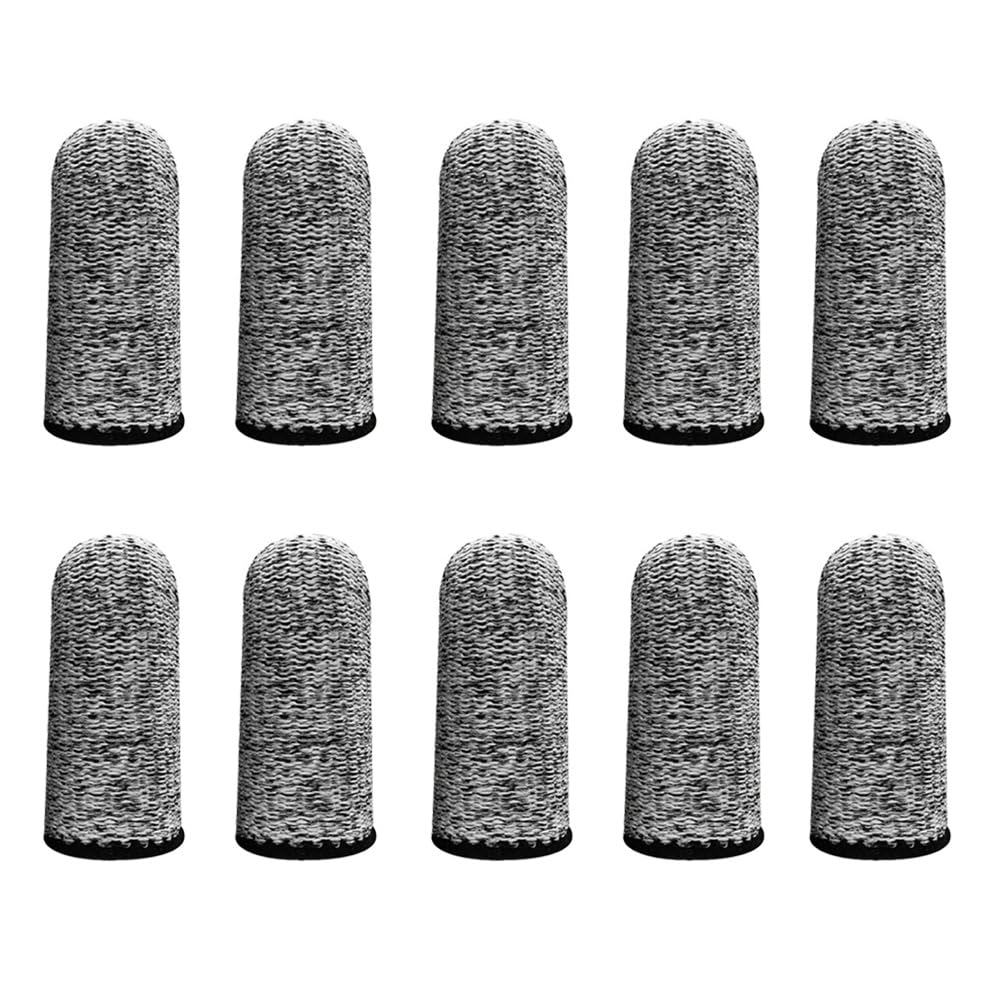 Grey, Finger Cots Cut Resistant Protection, 10 Pieces Reusable Finger Thumb Guards for Work, Kitchen, Garden, Sculpture, Anti-Slip Finger Protectors