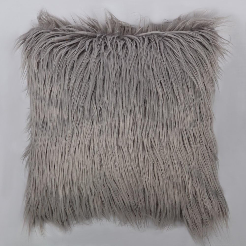 OiseauVoler Faux Fur Throw Pillow Cases Long Plush Decorative Cushion Covers Pillowcases Home Sofa Car Bed Decor 18 x 18 Inch