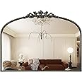 WallBeyond Gold Vintage Mirror for Vanity 32x24 Inch, Black Antique Mirror with Ornate Frame, Arched Vintage Wall Mirror for Bathroom, Living Room, Fireplace, Entryway