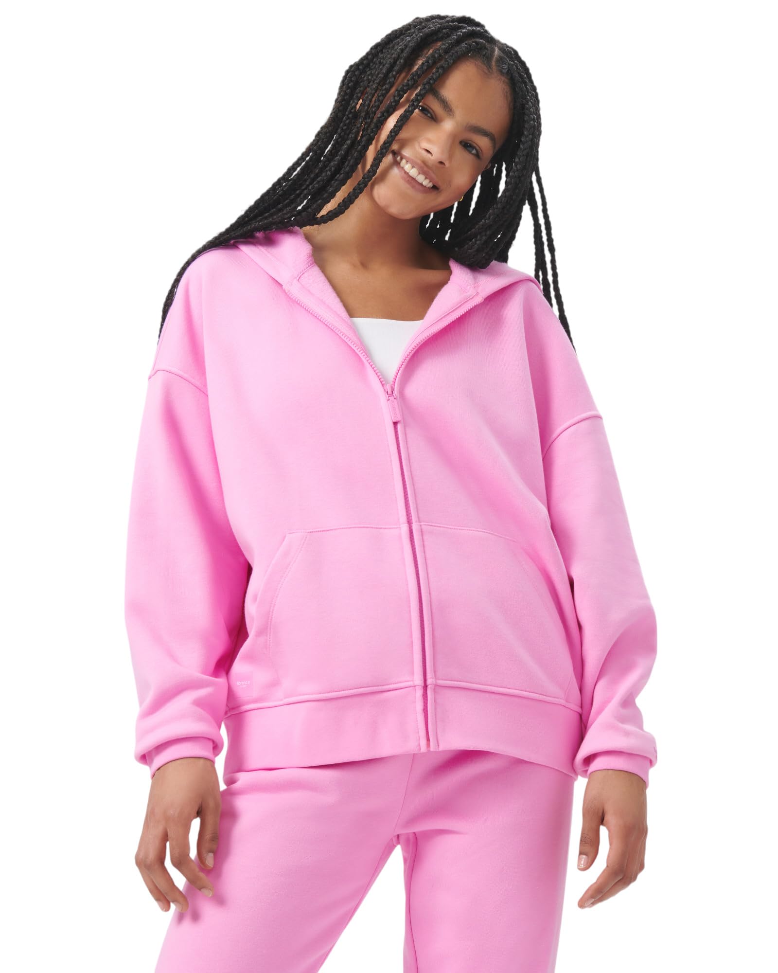 florence by mills Womens Cozy Crush Slouchy Sleeve Oversized Zip Hoodie, Hot Pink, X-Large