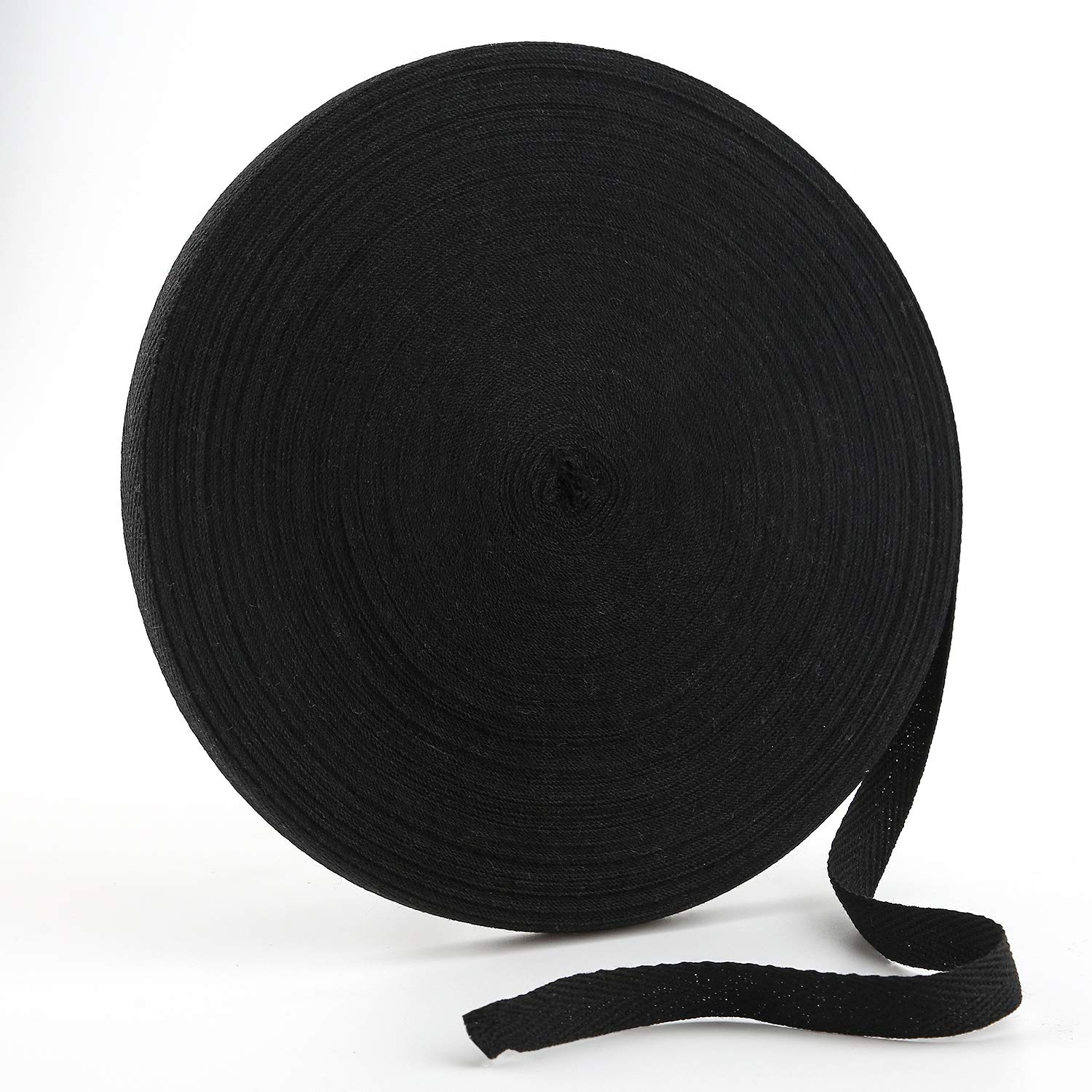 LUTER 45 m Twill Ribbon, Herringbone Ribbon, Polarization Binding Tape Cotton Strap for DIY Sewing Supplies (Black, 1/2")