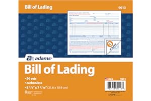 Adams Bill of Lading Short Form, 8.5 x 7.5 Inches, 3-Part, 50-Pack, White (9013)
