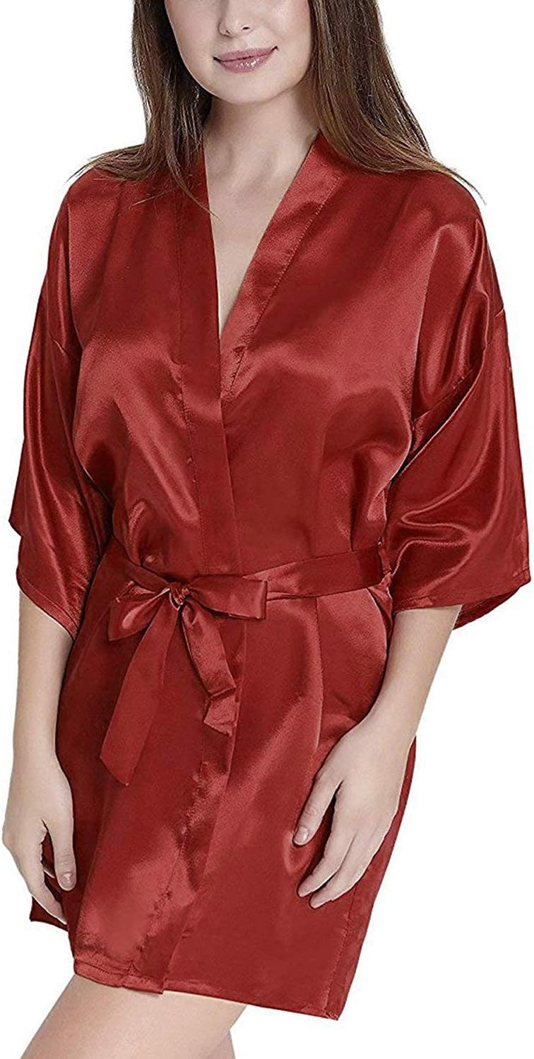 Tommy Vans Women Satin Babydoll Kimono Robes V-Neck Nightwear Rob Nightdress for Women Sexy in Multi-Colours