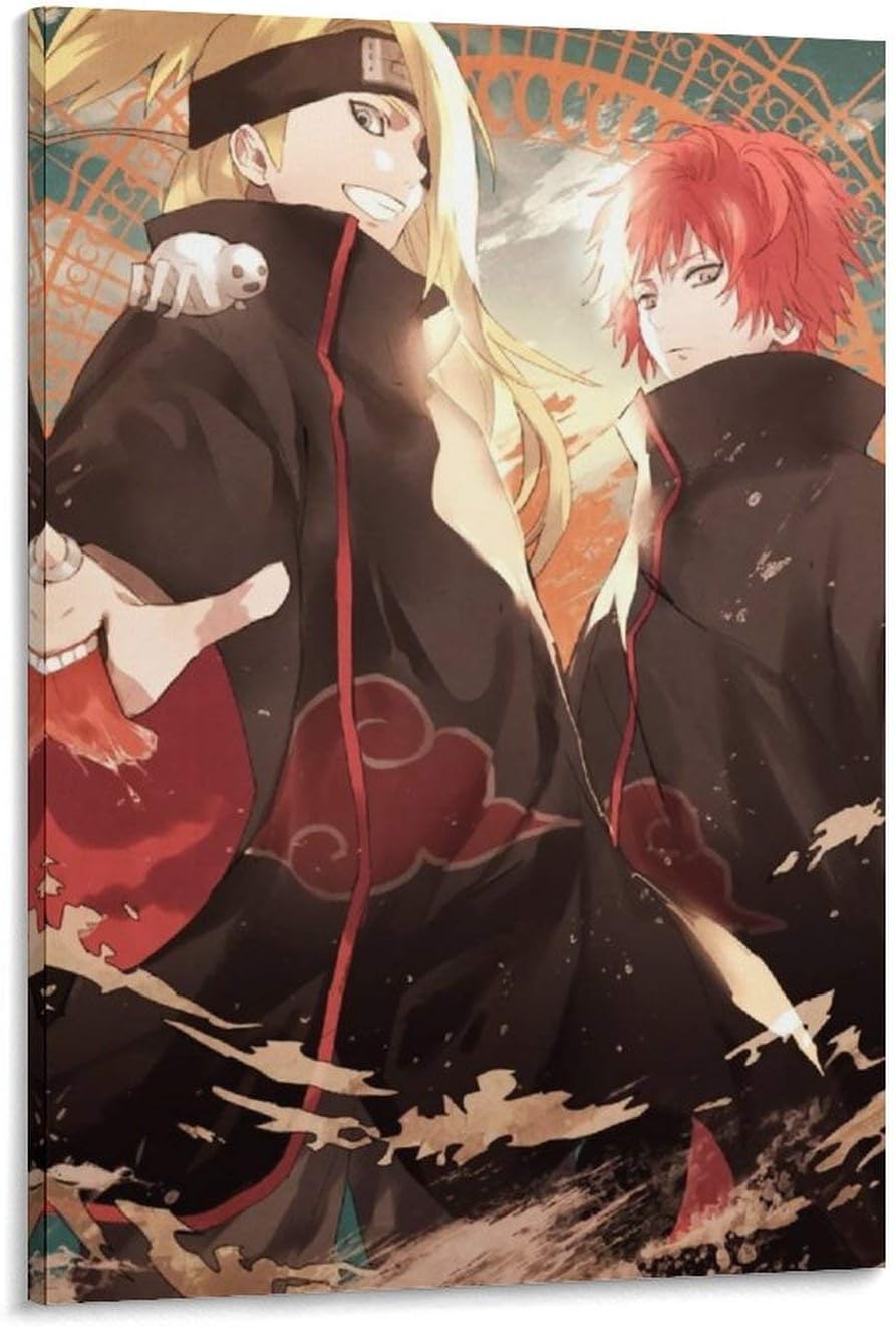 Amazon Naruto ナルト デイダラとサソリアニメキャンバスアートポスターとウォールアート写真プリントリビングルーム壁画家族の寝室の装飾ポスター24 16インチ 60 40cm ウォールステッカー オンライン通販