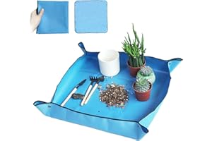 andergi Repotting Mat for Plants, Portable Transplanting and Potting Tray,Potting Soil Mess Control Waterproof Garden Mat,Gardening Gifts for women, Plant Lover (Blue 29.53''X 29.53'')