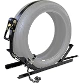 Semi Truck Spare Tire Rack for Class 8 Trucks, Adjustable Tire Carrier | Ratchet Strap and Chain, Black Powder Coated, Semi Truck Spare Tire Storage