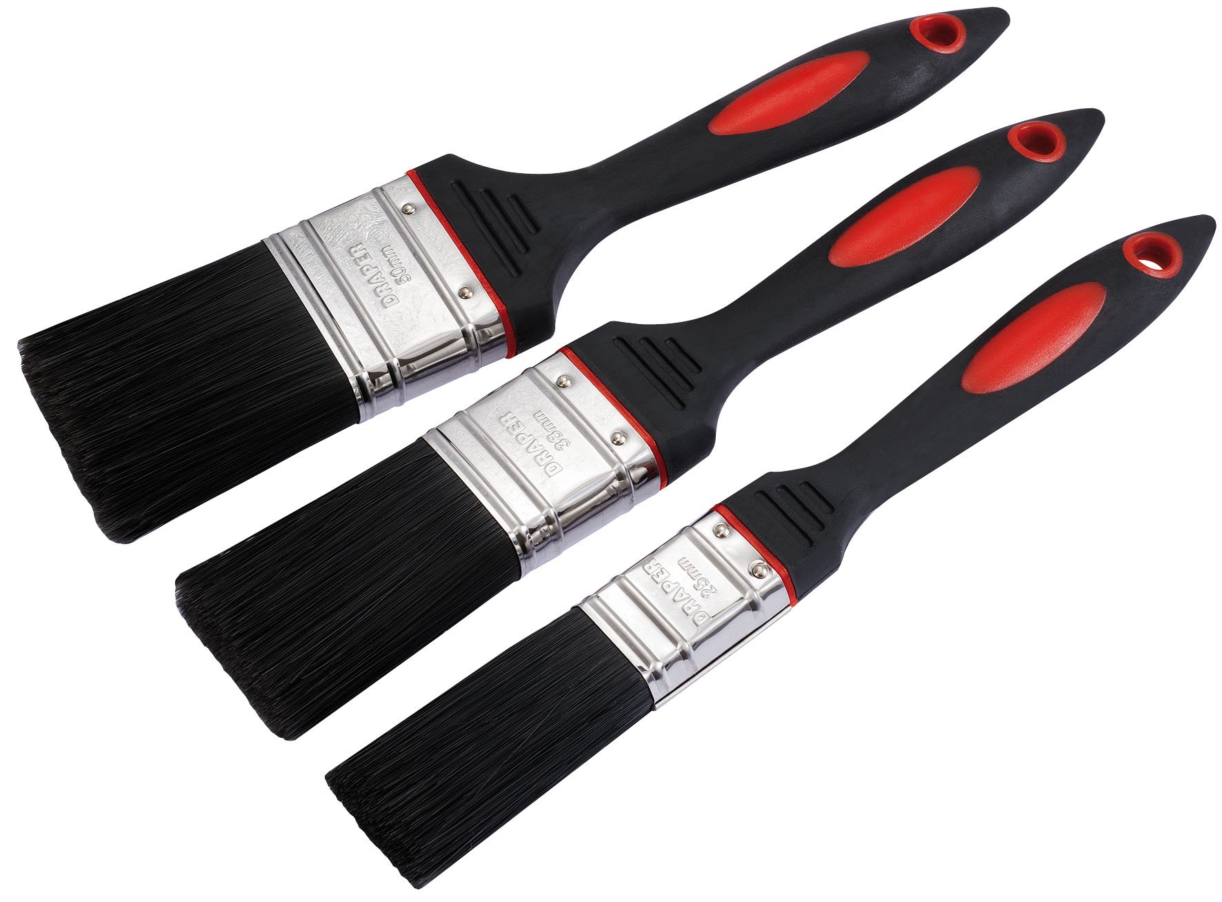 Draper Redline 78628 Soft Grip Paint Brush Set (3-Piece),Black