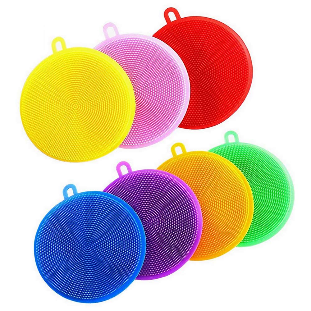 Buy Silicone Dish Scrubber, 7 Pack Silicone Sponge Dish Brush Food Grade BPA Free Reusable