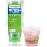Responsible Products Clear Cold Cup, Certified Compostable and Made from 100% American Biobased Materials, No-PFAS Added & BPA-Free (5 oz Cups (100 Count))