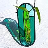 LITMIND Stained Glass Plant Propagation Station, Hanging Hydroponic Planter Terrarium with 2 Glass Tubes - Perfect for Home & Garden Décor