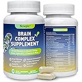 Newpie Brain Supplements for Memory & Focus,15 in 1 Brain Supplement Nootropic with Bacopa Monnieri,Alpha GPC, Ginkgo Biloba,Lion's Mane for Mental Clarity & Concentration 120 Caps (1)