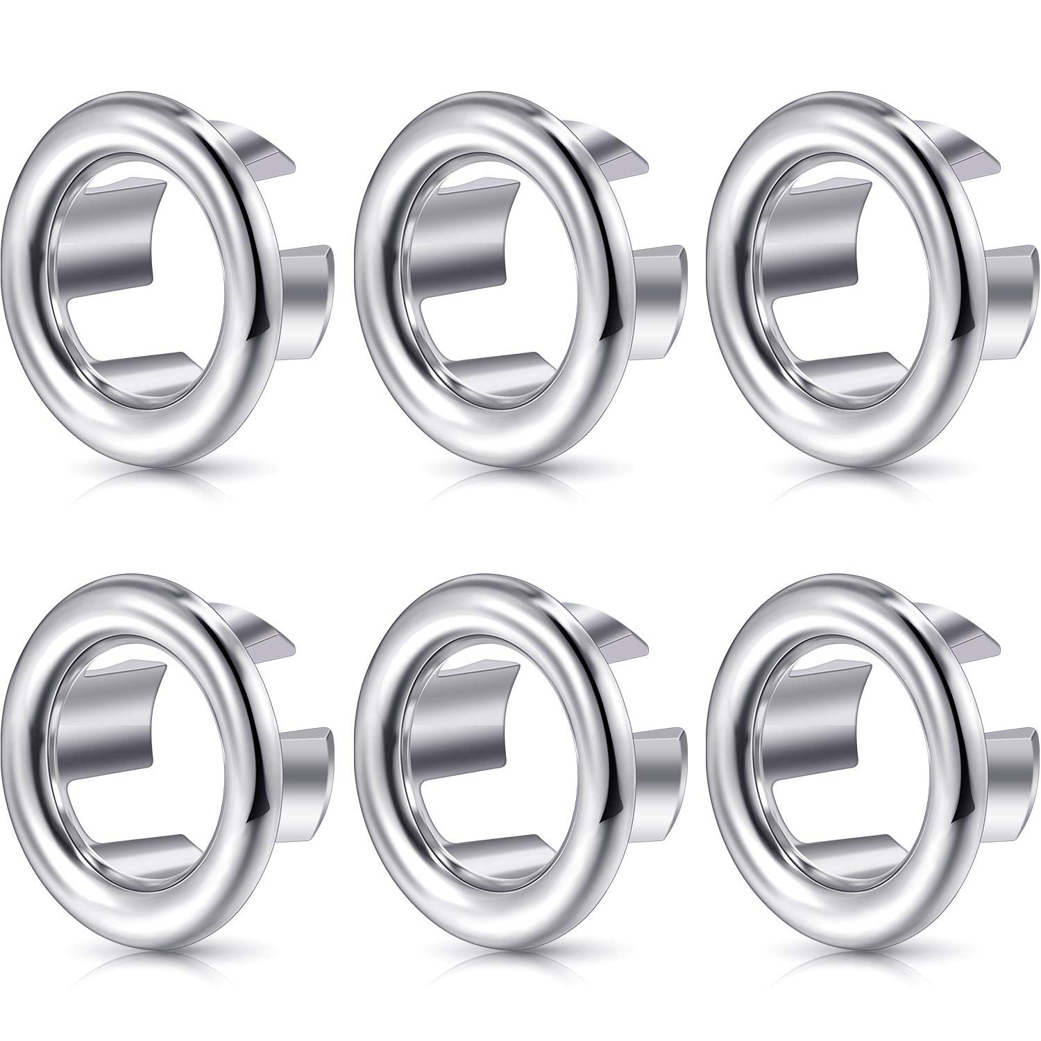 6 Pieces Sink Overflow Rings, Decorative Kitchen Bathroom Washing Sink Hole Round Overflow Cover Drain Cap Cover Insert in Hole