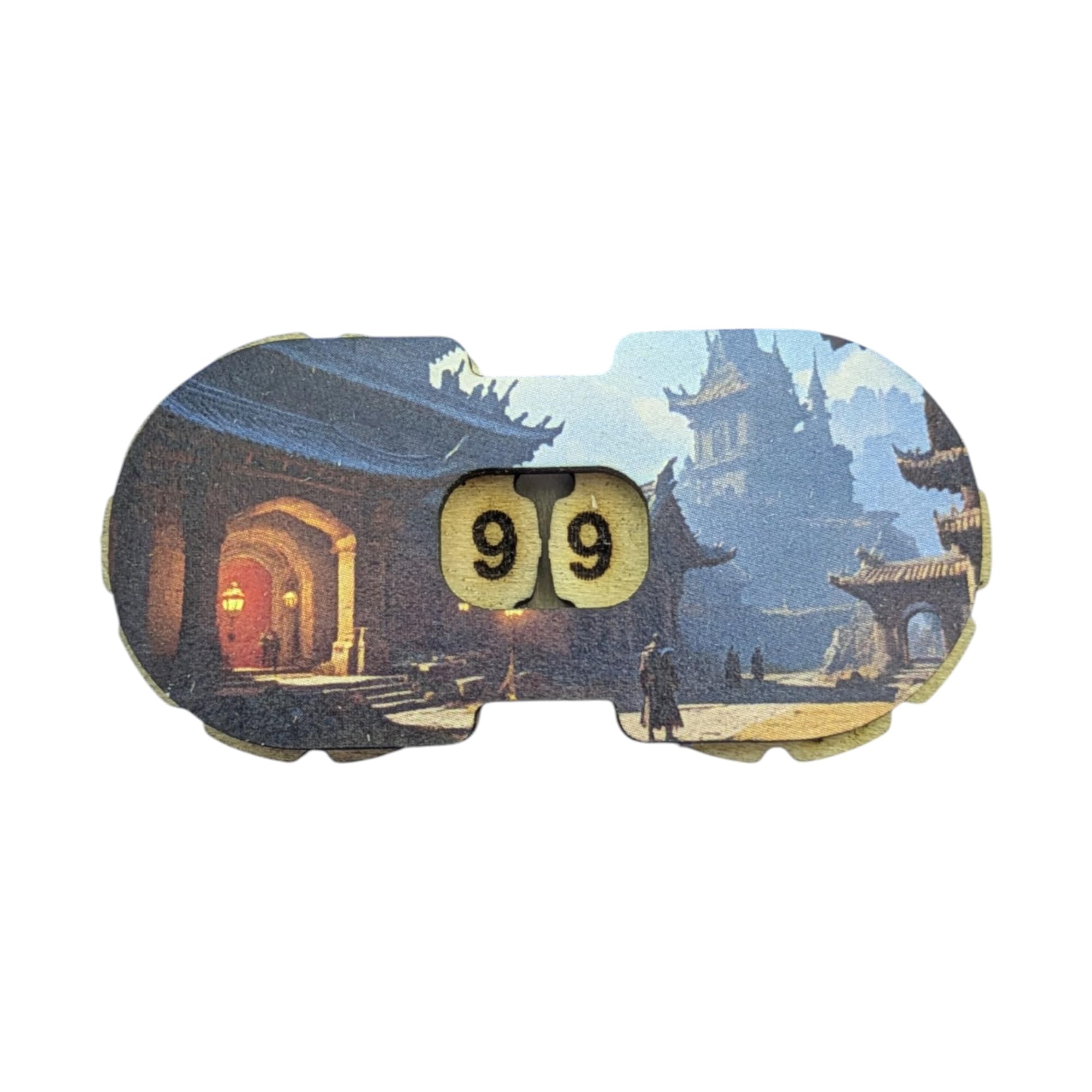 JDR Wooden Life Counter – HP 0-99 Tracker Japanese Feudal Design, Handmade in France