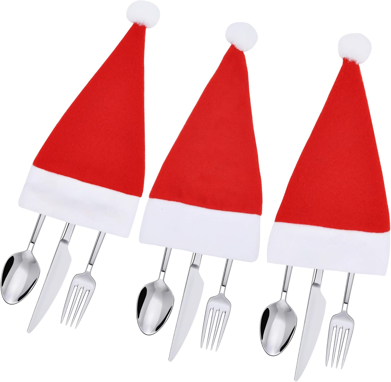 36 Pcs Santa Hats Silverware Holders Santa Hats Dinner Silverware Holders for Cutlery Party Dinner Table: Health & Personal Care