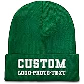 Custom Winter Beanies for Men Women,Personalized Knitted Beanie Hats with Image Text Logo - Skull Caps