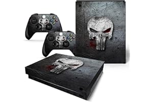 ROIPIN Skin Sticker for Xbox One X Console and Controllers, Vinyl Sticker One X Skins, Wrap Decal Cover Protective Accessories for X-Box One X (Gray Skull)