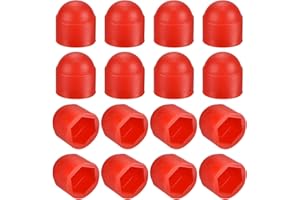 uxcell 50pcs Hex Nut Cover, M6 Red Plastic Dome Nut Protection Cap Hex Bolt Nut Covers for Hexagon Screws, Bolts
