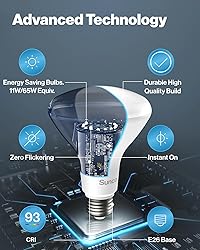 Sunco 12 Pack BR30 Light Bulbs LED, Recessed Can