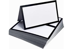 DESERT MERCANTILE Tented Place Cards - 50 pack - Folded Place Cards are ideal for Wedding Placecards, Buffet food label, Banquet tables, Cocktail Parties, and Name Cards. Made of 14 pt. Matte Card Stock.
