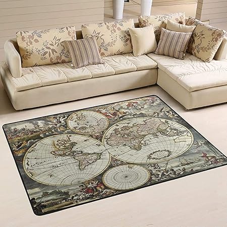 sodnz Alfombra De Entrada Home Collection Retro Ancient World Map Area