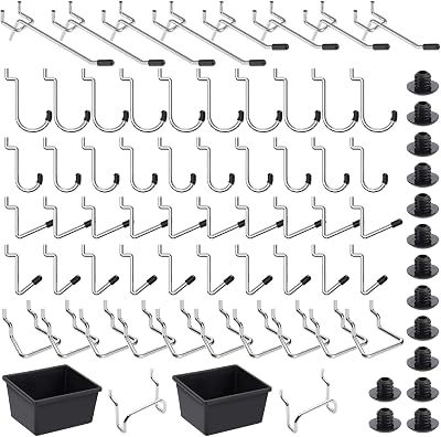 FRIMOONY Pegboard Hooks Assortment 110pc Tool Organizer w/ 50 Peg Locks for 1/8