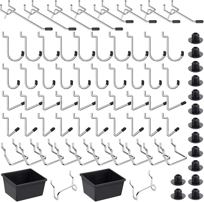 FRIMOONY Pegboard Hooks Assortment 110pc Tool Organizer w/ 50 Peg Locks for 1/8