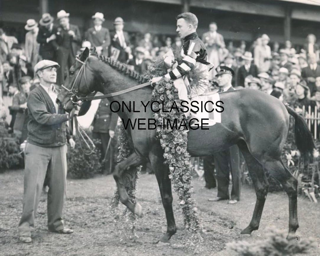 Photographs - OnlyClassics 1937 Kentucky Derby WAR Admiral Horse Racing Wreath Winners Circle 8x10 Photo