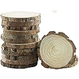 MAOMNatural Wood Slices 15 Pcs 4"-4.7" Round Wood Discs Tree Bark Wooden Circles for DIY Crafting Coasters Arts Crafts Home Decorations Vintage Wedding Ornaments …