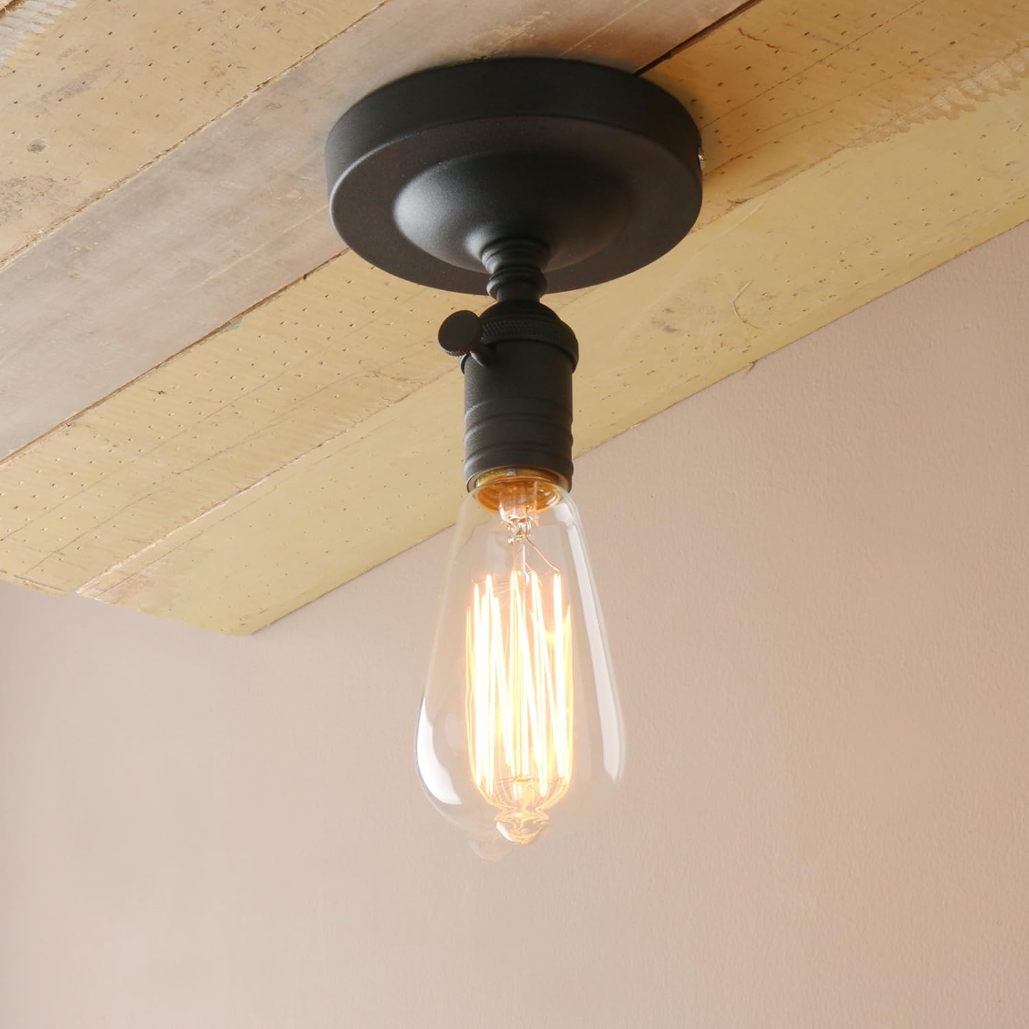 PathsOn Industrial Retro Loft Bar Kitchen Pendant Light Fitting Ceiling Lamp Flush Mount Switch Light Fixture Chandelier Decorative Lighting E27 (Black) - Image 3