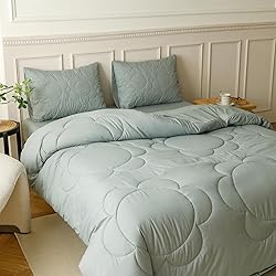 CLOTHKNOW Grayish Blue Comforter Set Twin 3Pcs