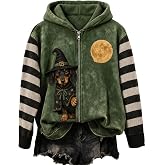 Womens Casual Halloween Zip Hoodie Washed Ghost Dog Print Sweatshirt | Winter Streetwear,Gift, Loungewear, Women's Halloween Costumes 2026, Plus Size Zip-Up Hoodie, Cute Funny Tops