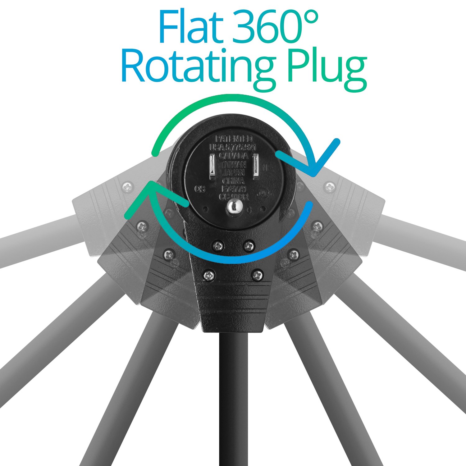 Maximm Cable 1 Foot 360 U00b0 Rotating Flat Plug Extension Cord