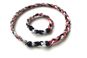 CEBUY 3 Rope Braided Tornado Titanium Sport Baseball Necklace 20" & Bracelet 8"