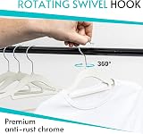 LIVEL 20 Non Slip Velvet Hangers Heavy Duty Black Felt 360 Degree Swivel Ivory view 6