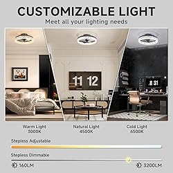 VOLISUN Fandelier Ceiling Fans with Light, 15.7in