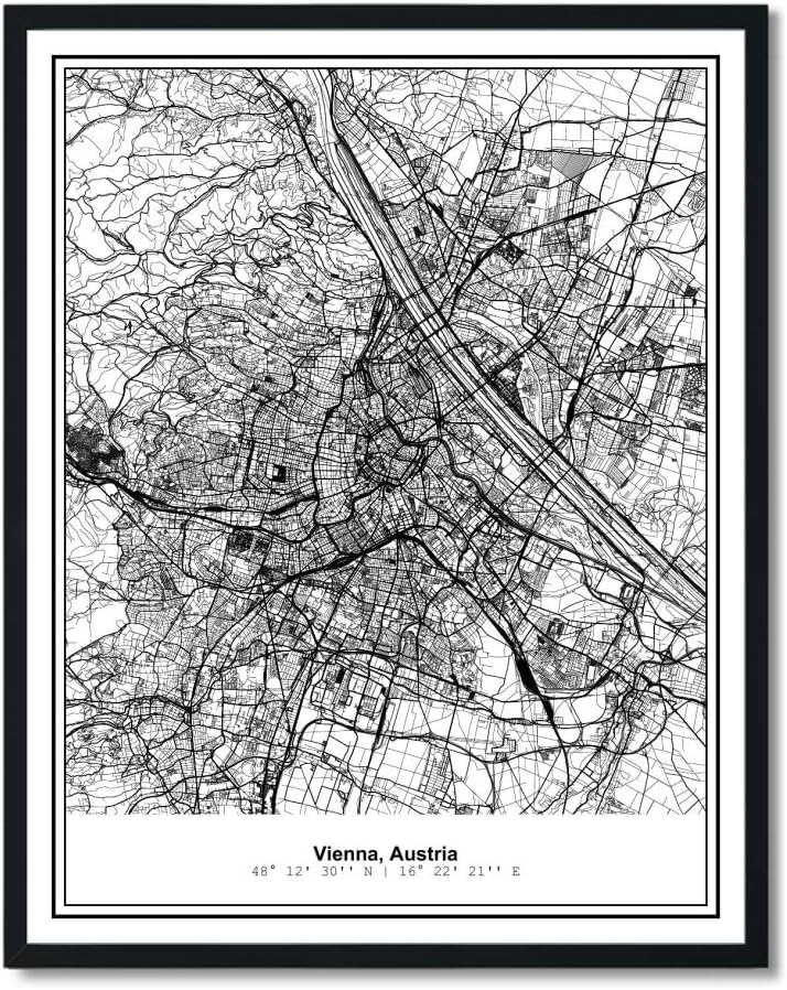 Susie Arts 8X10 Unframed Vienna Austria Metropolitan City View Abstract Street Map Art Print Poster Wall Decor V305