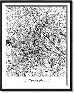 Susie Arts 8X10 Unframed Vienna Austria Metropolitan City View Abstract Street Map Art Print Poster Wall Decor V305