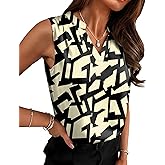 Rapbin Women's Silk Tank Tops V Neck Pleated Sleeveless Satin Blouses Spring Business Work Shirts