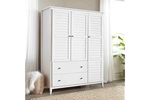 Grain Wood Furniture Greenport 3-Door Wardrobe, Brushed White